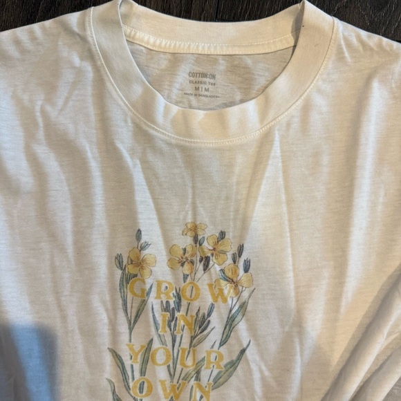 Cotton On White Tee with Yellow Floral Design - Picture 2 of 2